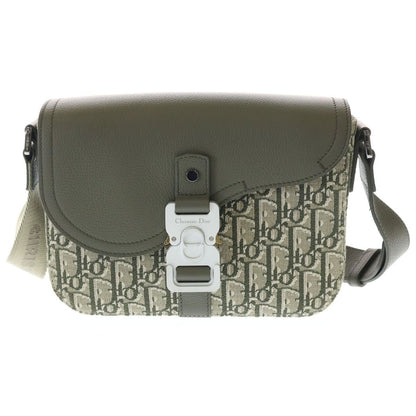 Dior Khaki Green Canvas Leather Gold Messenger Bag