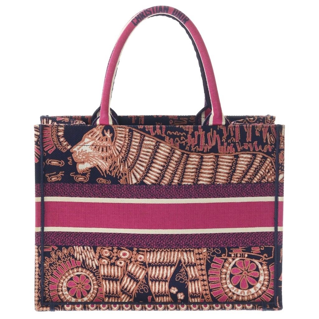 Dior Toile Jouy Embroidery Book Tote Pink Canvas — view 2