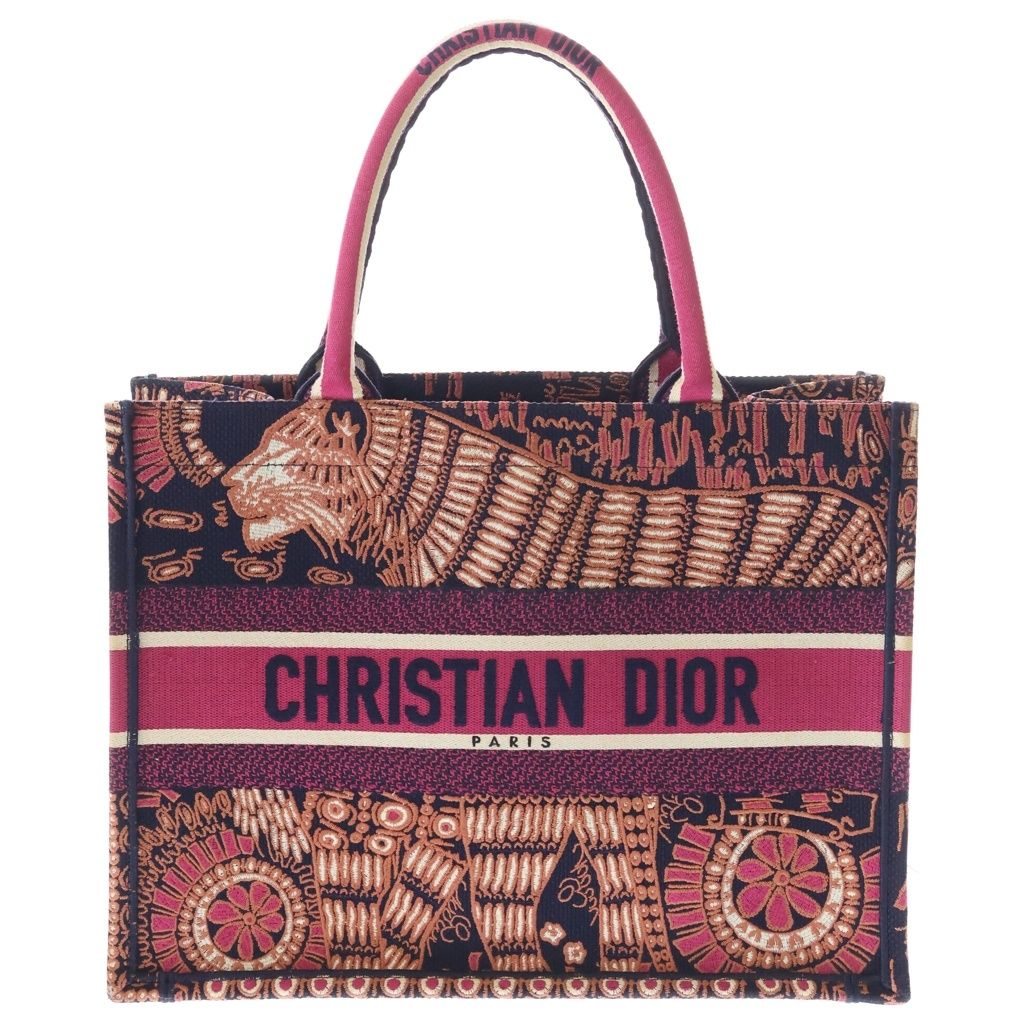 Dior Toile Jouy Embroidery Book Tote Pink Canvas