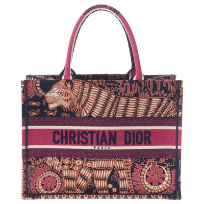Dior Toile Jouy Embroidery Book Tote Pink Canvas