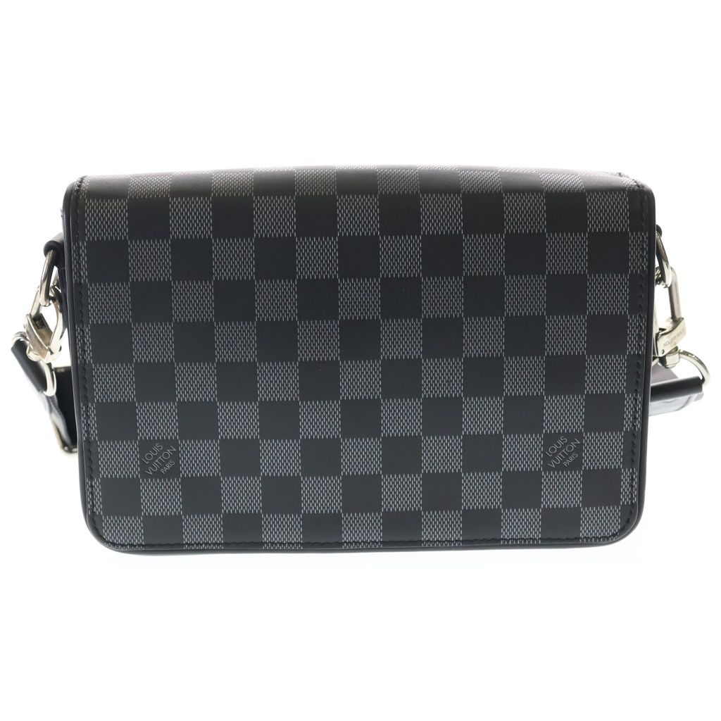 Louis Vuitton Damier Infini Studio Messenger Shoulder Bag Black Leather Silver