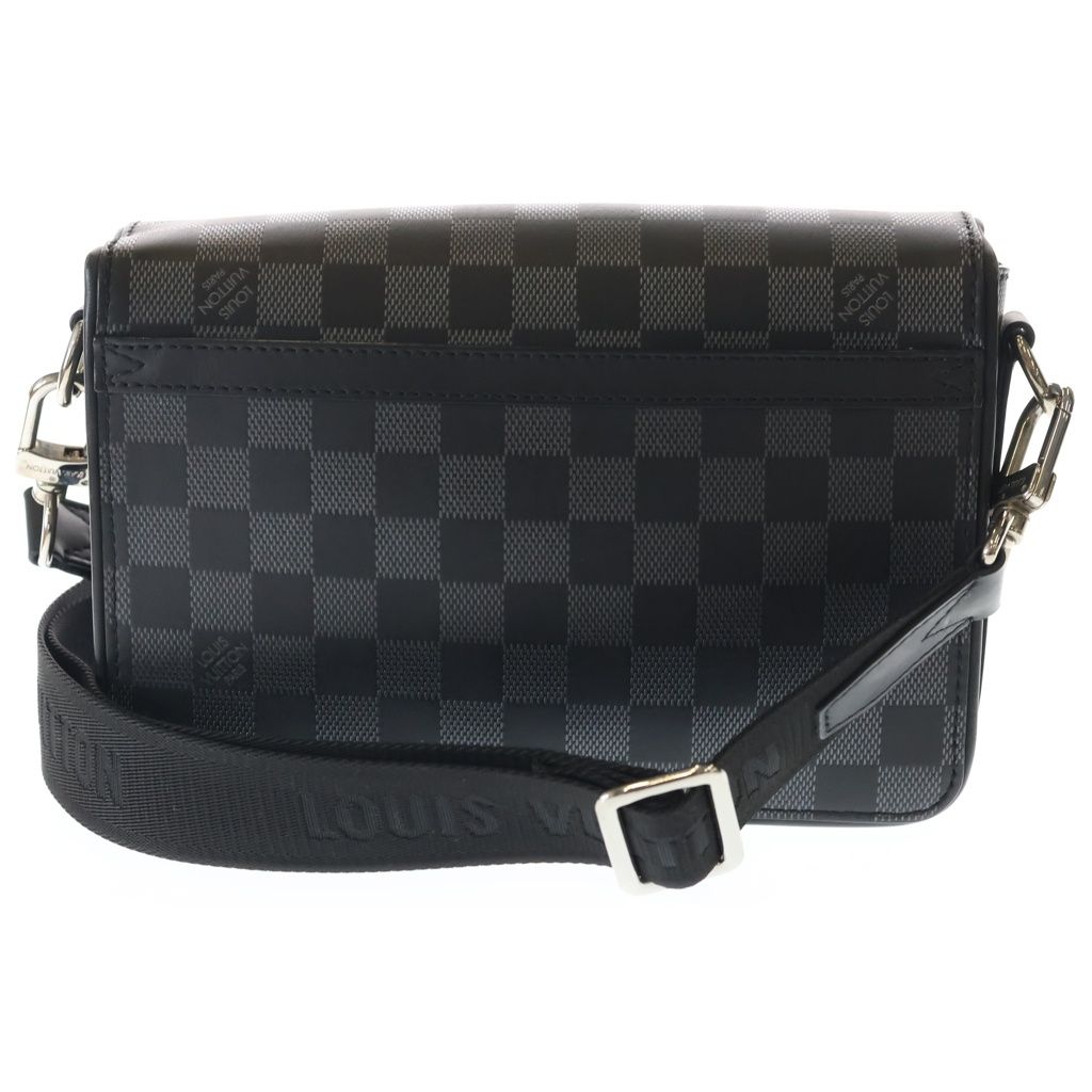 Louis Vuitton Damier Infini Studio Messenger Shoulder Bag Black Leather Silver — view 2