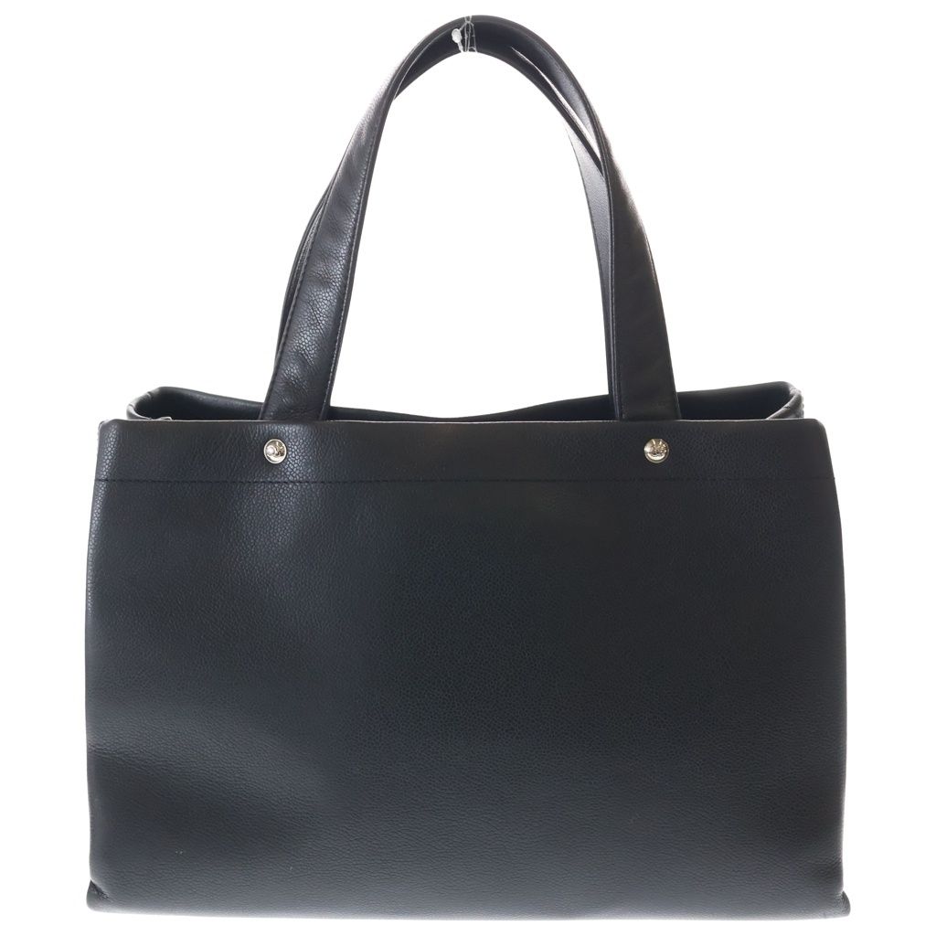 Chanel CC Logo Tote Black Caviar Leather Silver — view 2