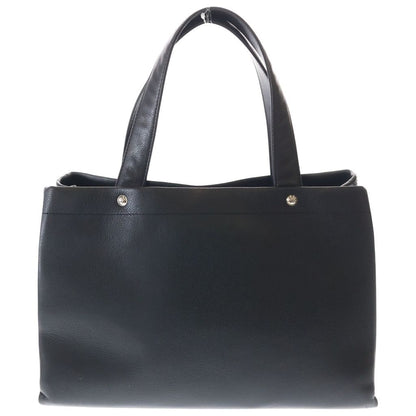 Chanel CC Logo Tote Black Caviar Leather Silver — view 2