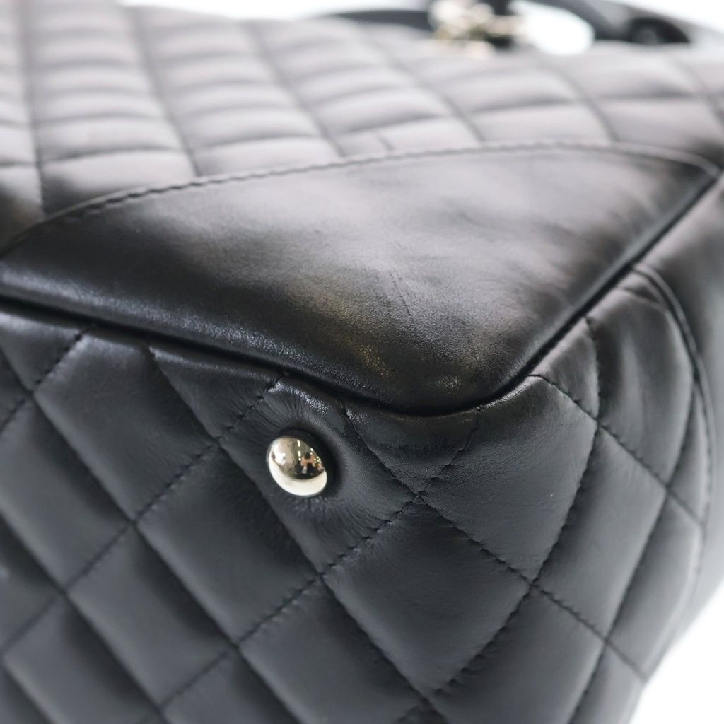 Chanel Cambon Line Quilted Handbag Black Lambskin Silver — view 6