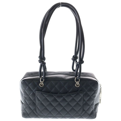 Chanel Cambon Line Quilted Handbag Black Lambskin Silver — view 2