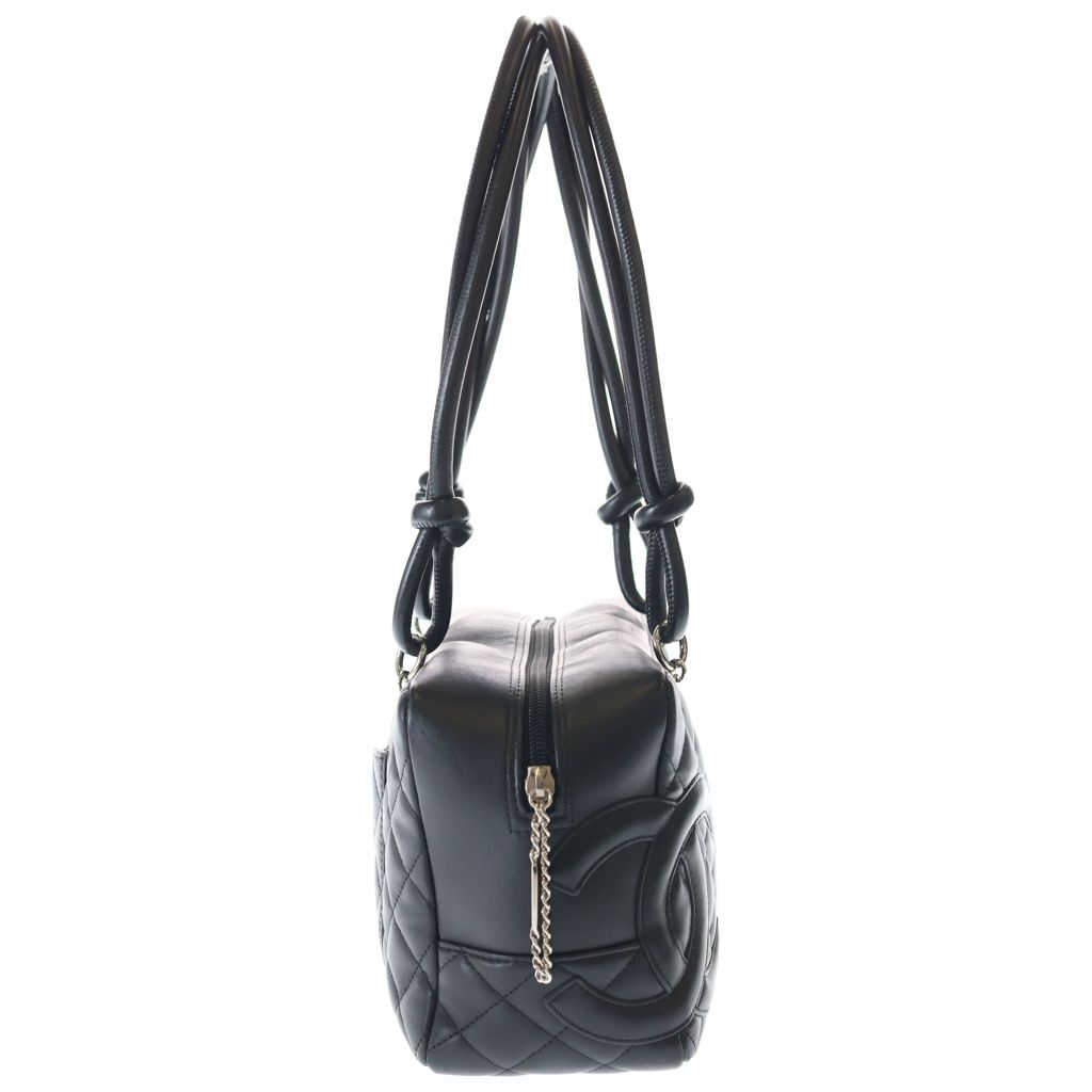 Chanel Cambon Line Quilted Handbag Black Lambskin Silver — view 3