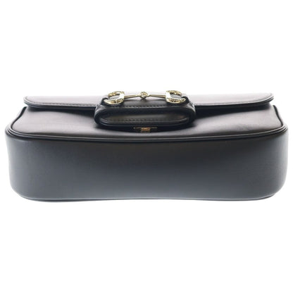 Gucci Horsebit Shoulder Bag Black Leather Gold — view 4