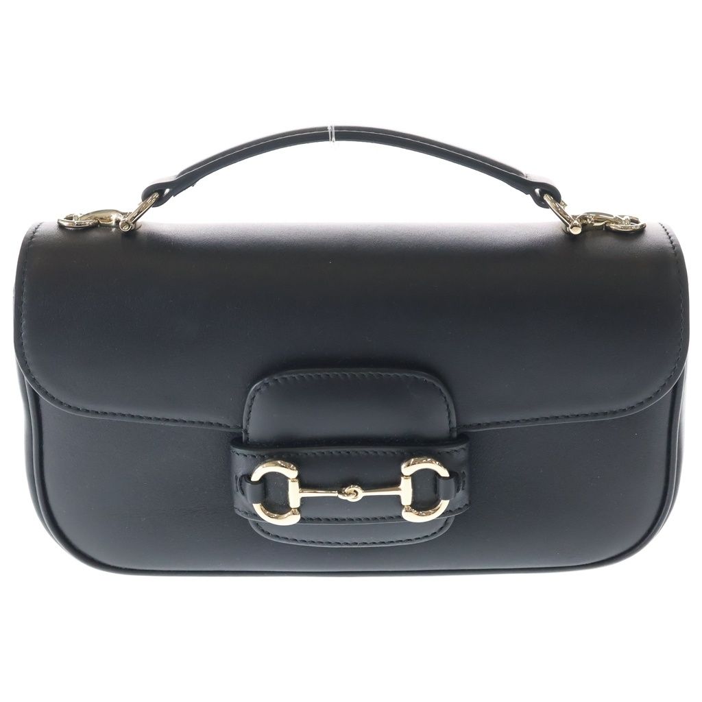 Gucci Horsebit Shoulder Bag Black Leather Gold