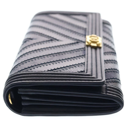 Chanel Chain Wallet Boy Chez Blanc Mini Bag Black Blue Leather Gold — view 3