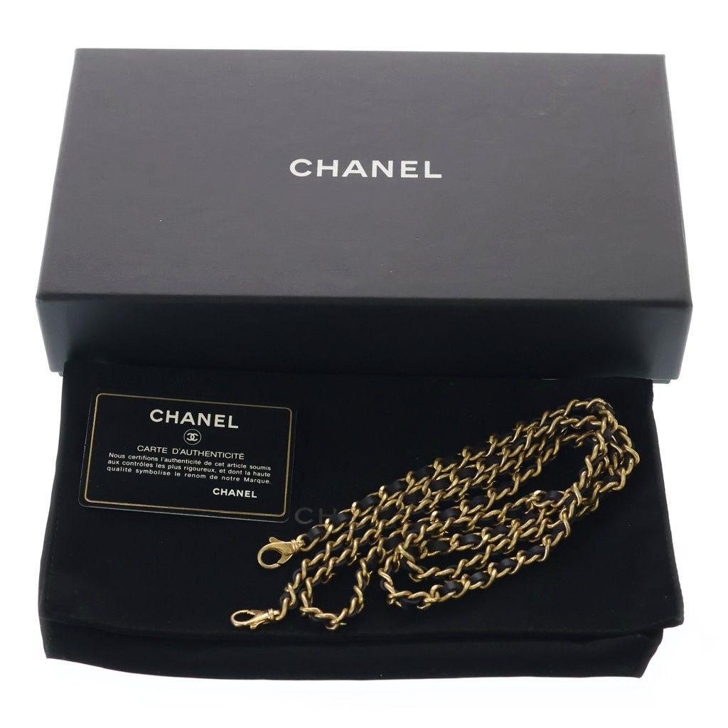 Chanel Chain Wallet Boy Chez Blanc Mini Bag Black Blue Leather Gold — view 6