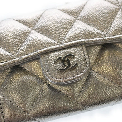 Chanel Quilted Mini Chain Wallet Caviar Leather Shoulder Pouch Silver Random — view 5