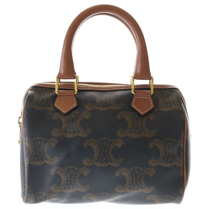Celine Triomphe Small Boston Bag 2-Way Mini Bag Brown Leather Gold
