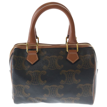 Celine Triomphe Small Boston Bag 2-Way Mini Bag Brown Leather Gold — view 2