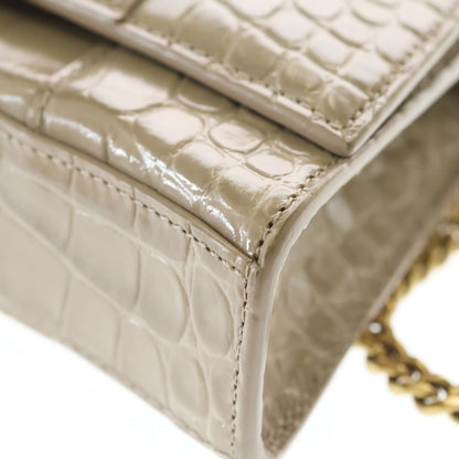 Balenciaga Hourglass Croco Embossed Leather Shoulder Bag Beige — view 6