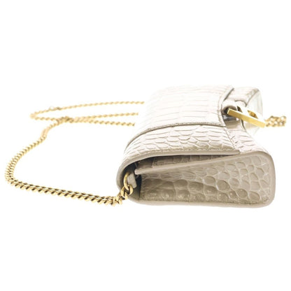 Balenciaga Hourglass Croco Embossed Leather Shoulder Bag Beige — view 3