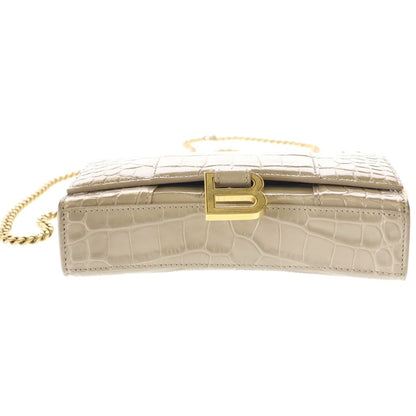 Balenciaga Hourglass Croco Embossed Leather Shoulder Bag Beige — view 4