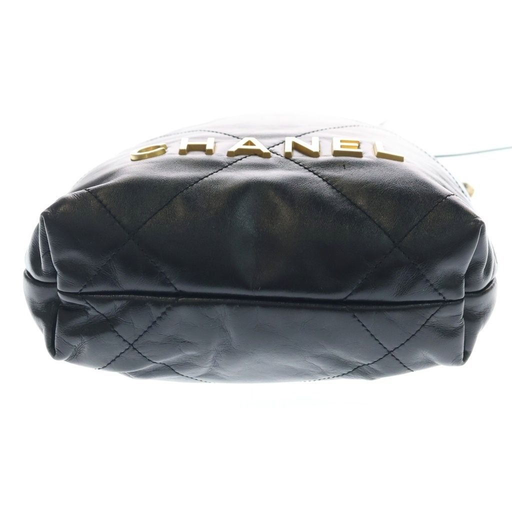 Chanel 22 Mini Calfskin Leather Black Gold Handbag — view 4