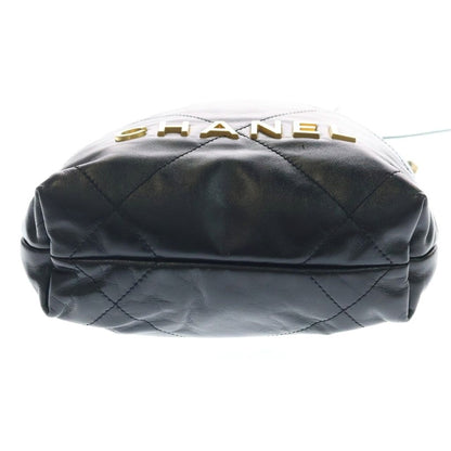 Chanel 22 Mini Calfskin Leather Black Gold Handbag — view 4