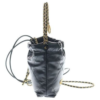 Chanel 22 Mini Calfskin Leather Black Gold Handbag — view 3