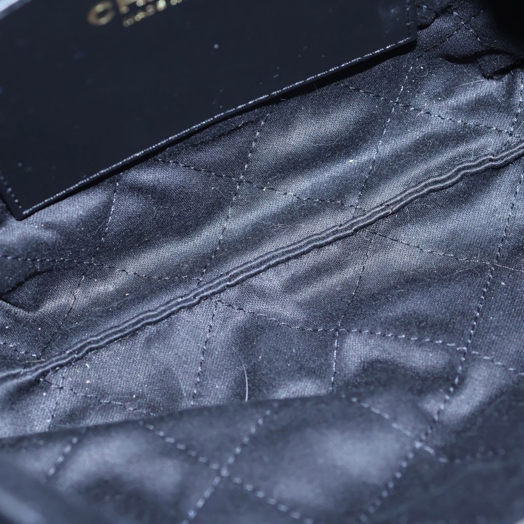 Chanel 22 Mini Calfskin Leather Black Gold Handbag — view 5