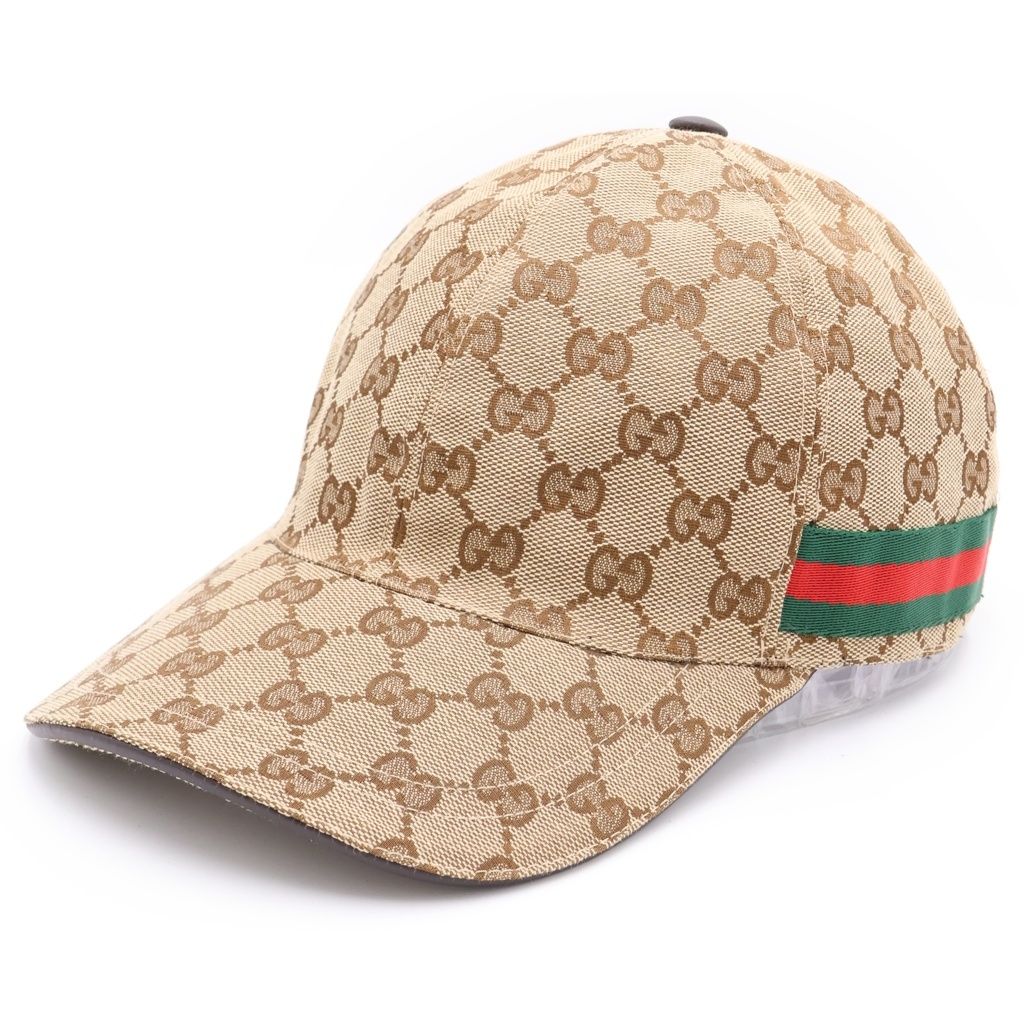 Gucci GG Canvas Jacquard Baseball Cap Hat Brown Beige