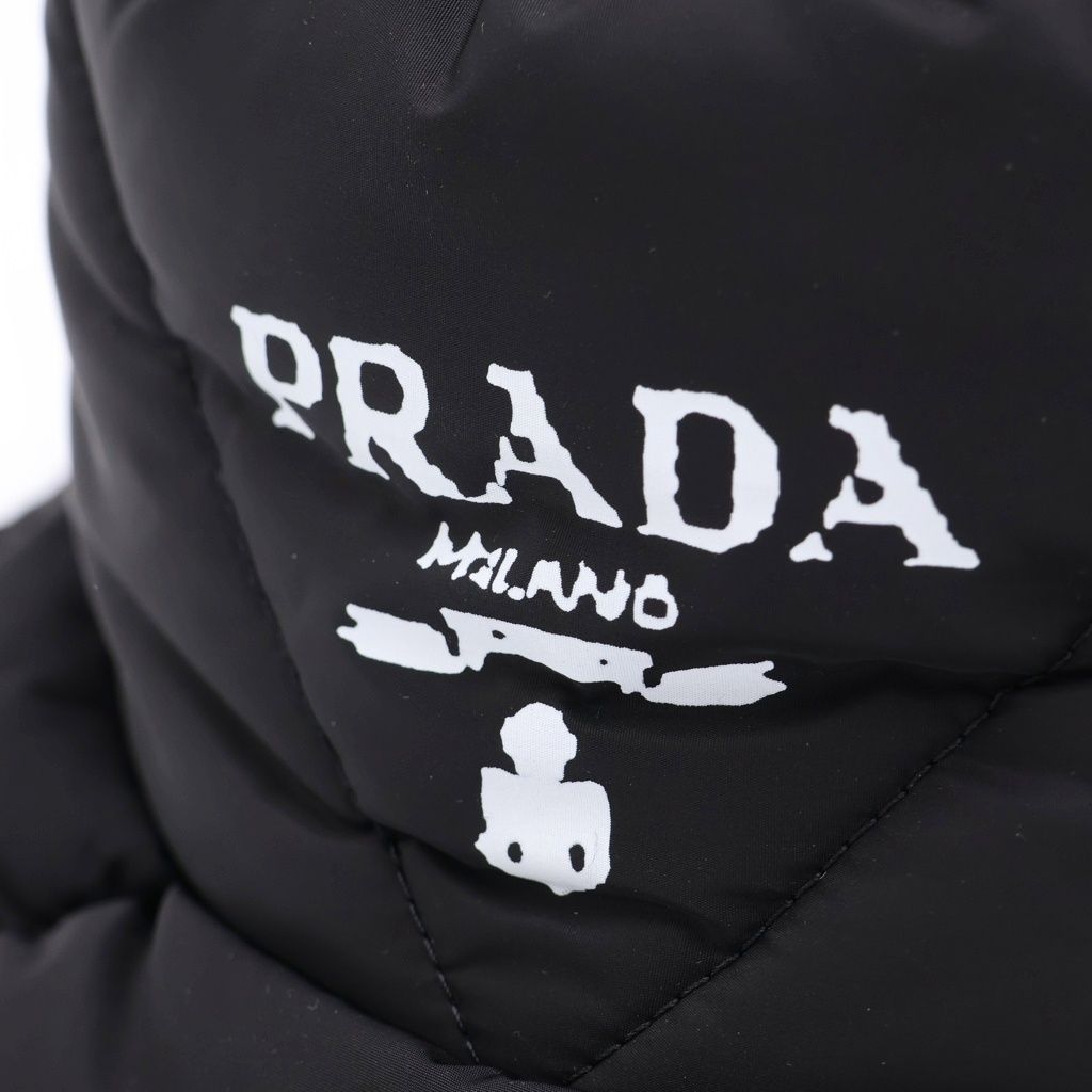 Prada Padded Re-Nylon Bucket Hat Logo Black Iyk — view 5