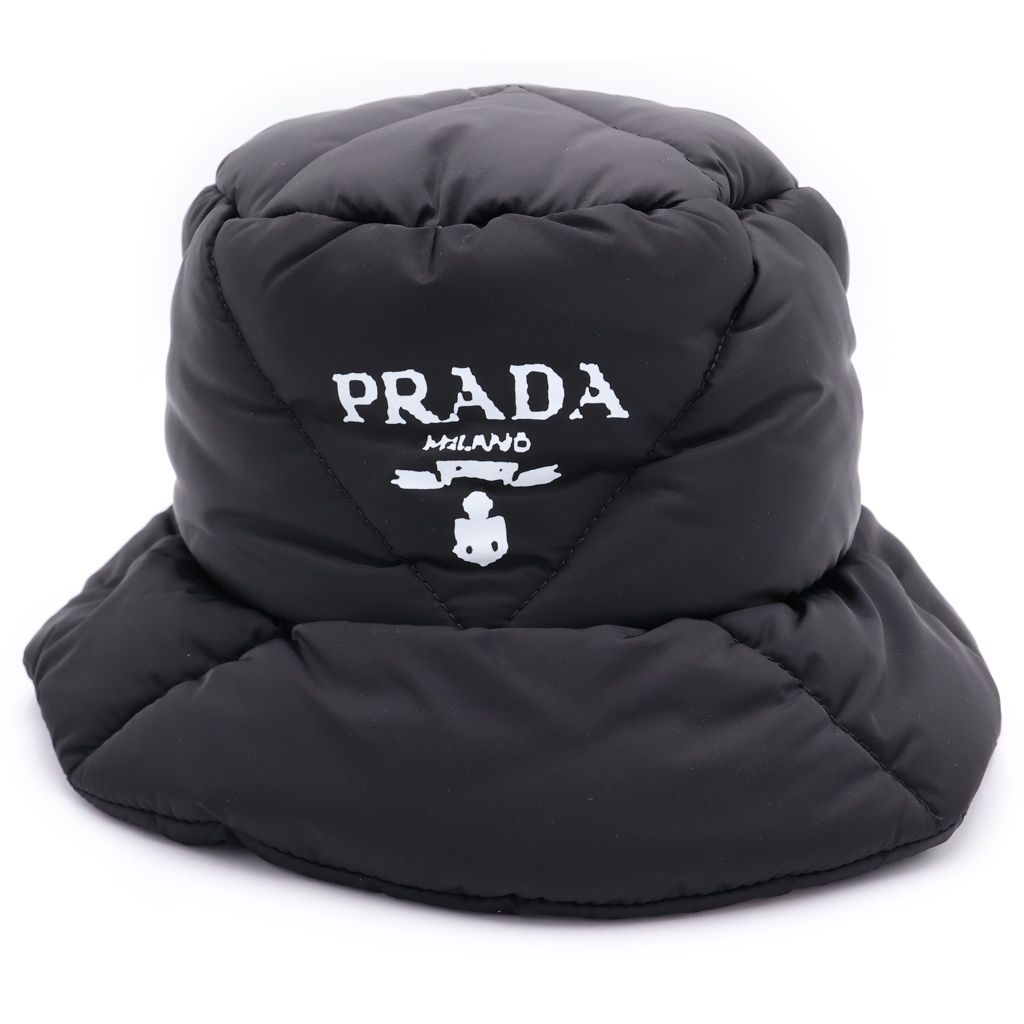 Prada Padded Re-Nylon Bucket Hat Logo Black Iyk — view 4