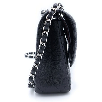 Chanel Quilted 25 Black Double Flap Chain Shoulder Bag Caviar Leather Silver — view 3