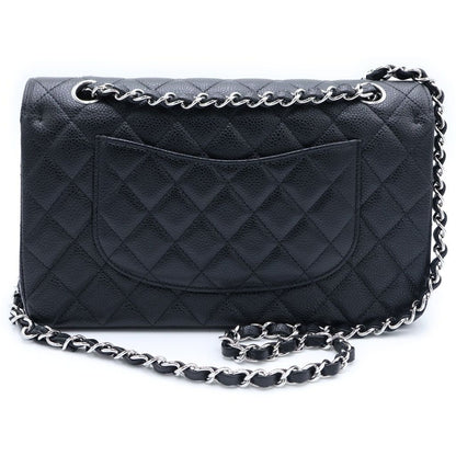 Chanel Quilted 25 Black Double Flap Chain Shoulder Bag Caviar Leather Silver — view 2