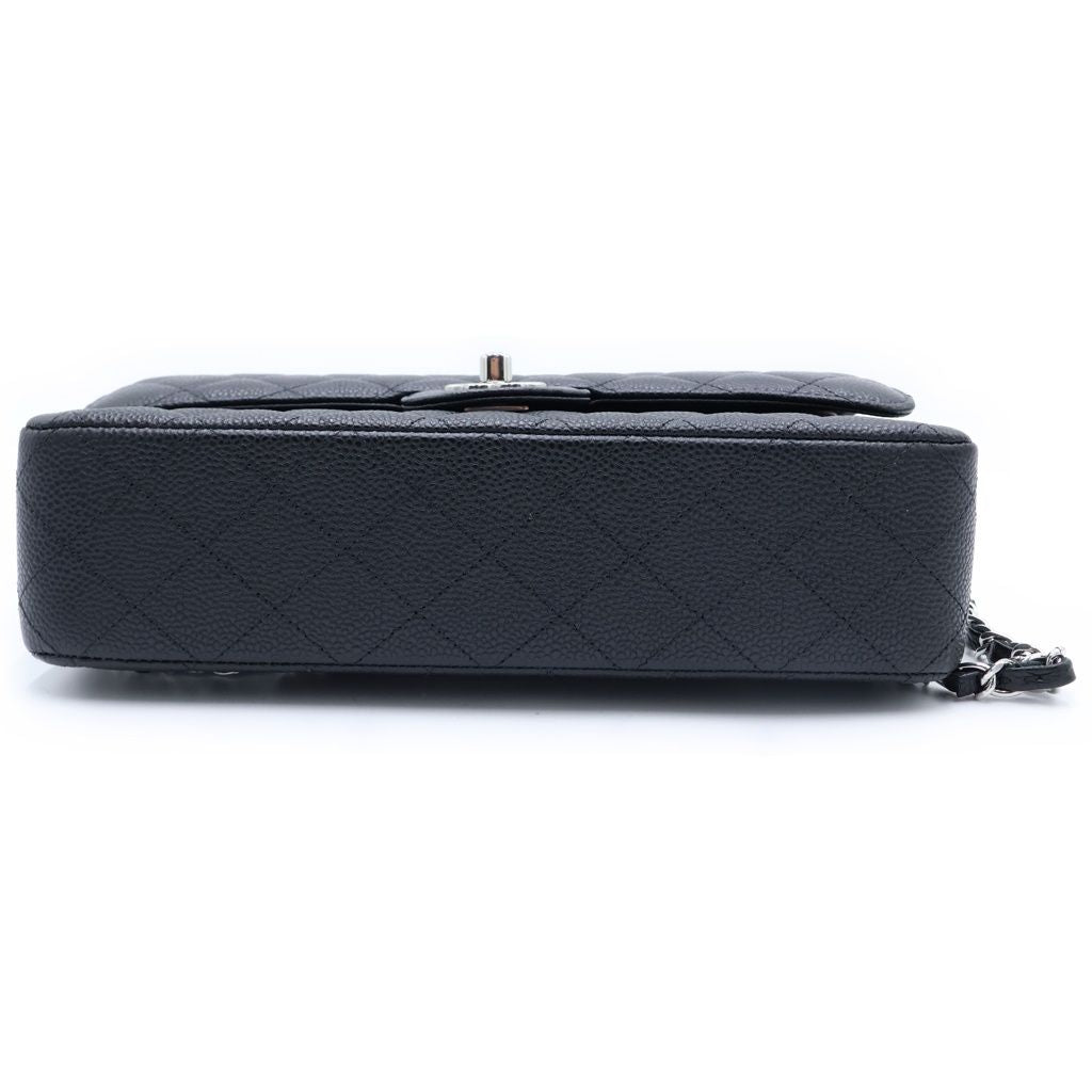 Chanel Quilted 25 Black Double Flap Chain Shoulder Bag Caviar Leather Silver — view 5