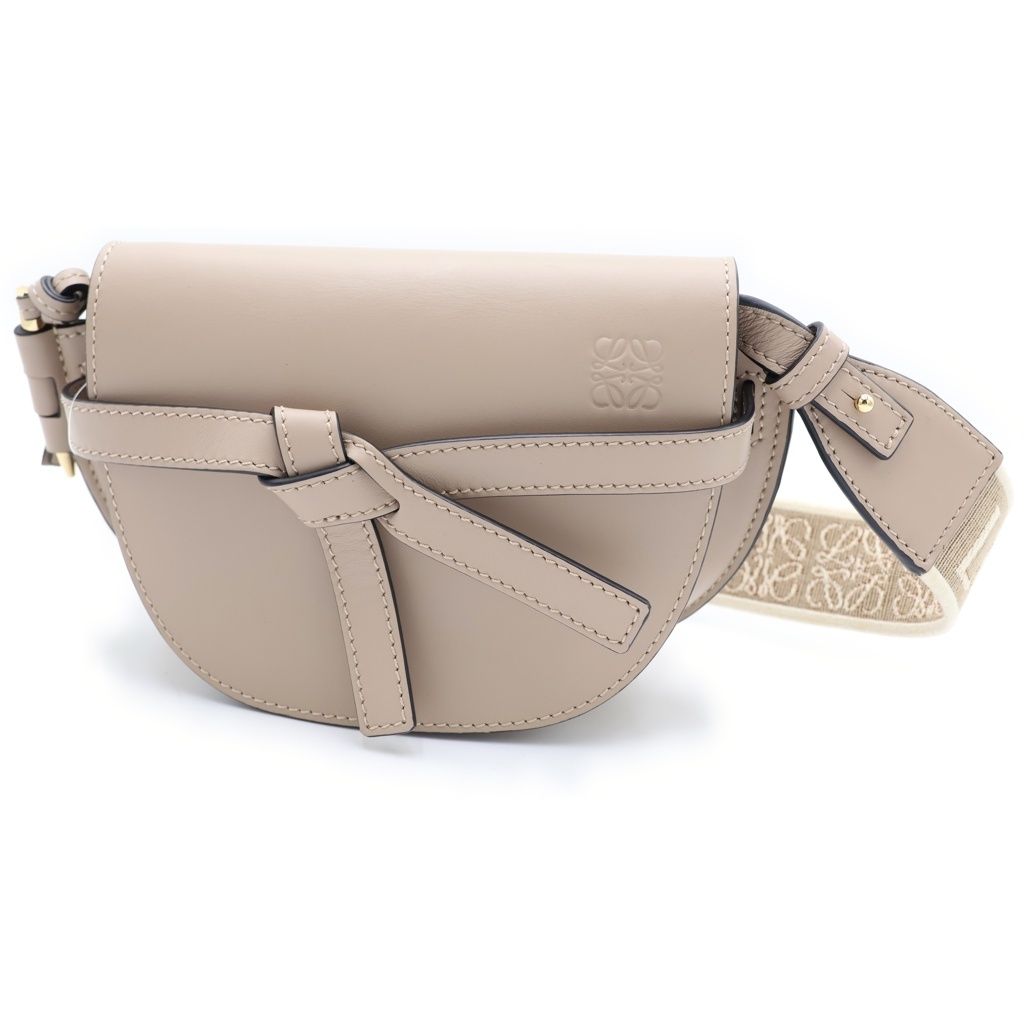 Loewe Gate Mini Shoulder Bag Beige Leather Gold