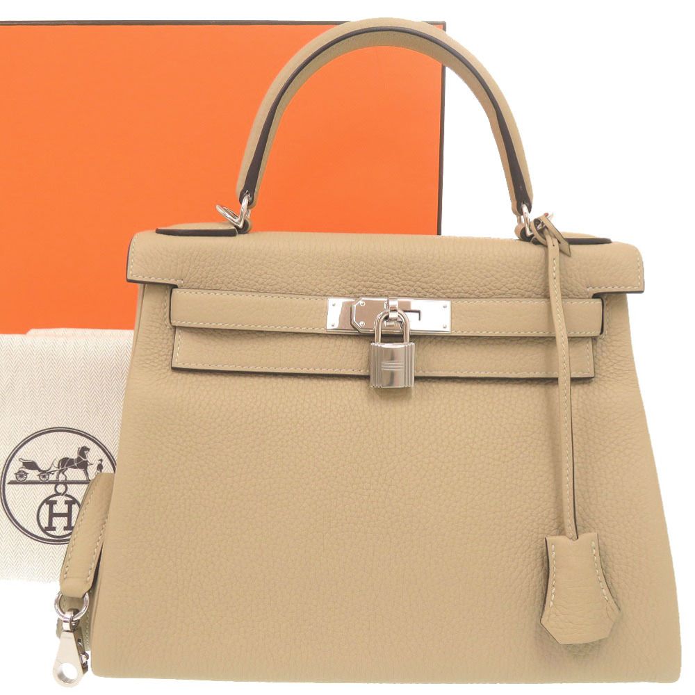 Hermes Kelly 28 Retourne Taurillon Clemence Trench Silver Handbag — view 2