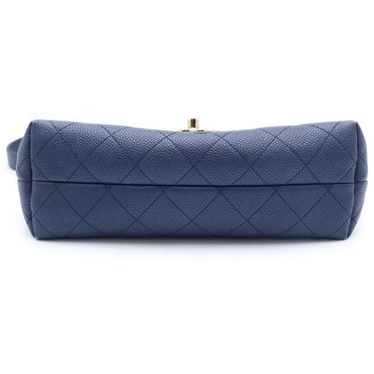 Chanel Quilted Caviar Leather Navy Gold Shoulder Bag — view 5