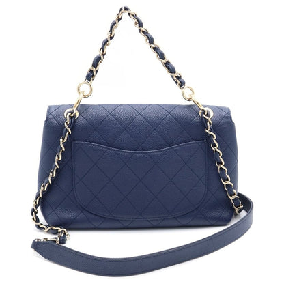 Chanel Quilted Caviar Leather Navy Gold Shoulder Bag — view 2