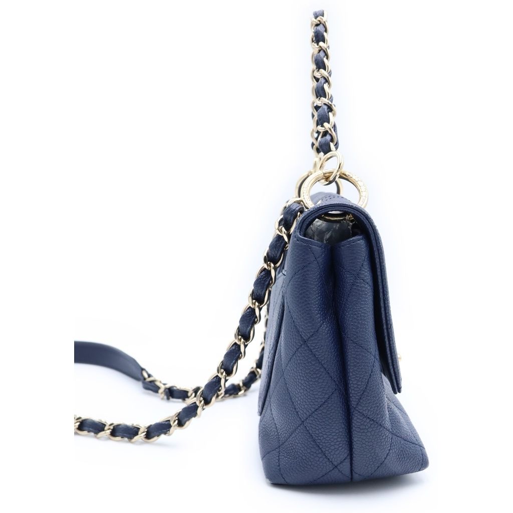 Chanel Quilted Caviar Leather Navy Gold Shoulder Bag — view 3