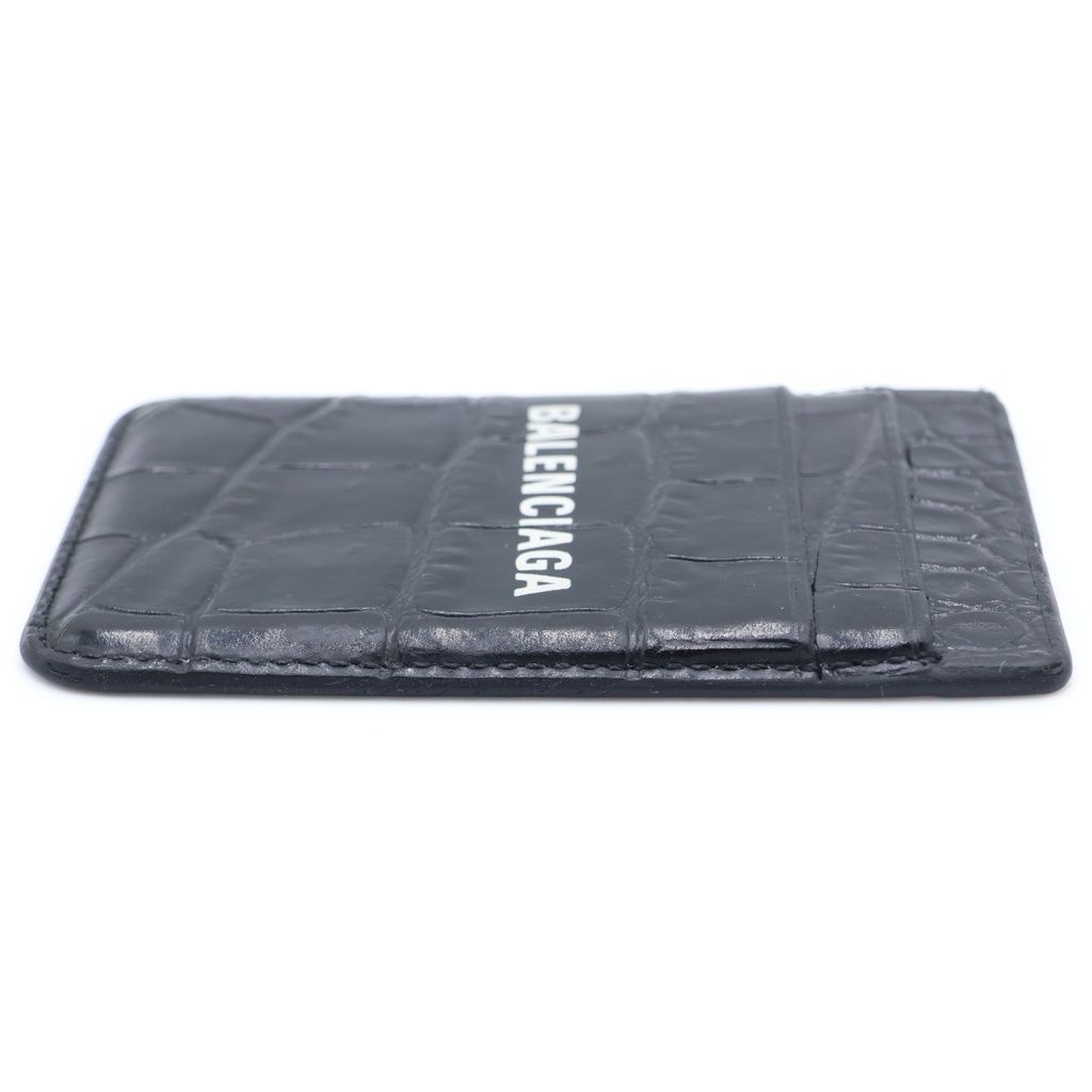 Balenciaga Cash Croco Emboss Magnetic Card Holder Black — view 4
