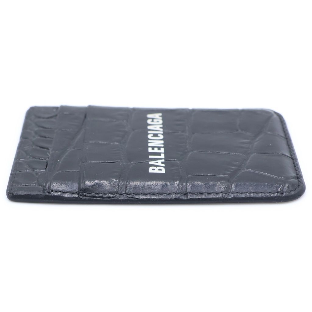 Balenciaga Cash Croco Emboss Magnetic Card Holder Black — view 3