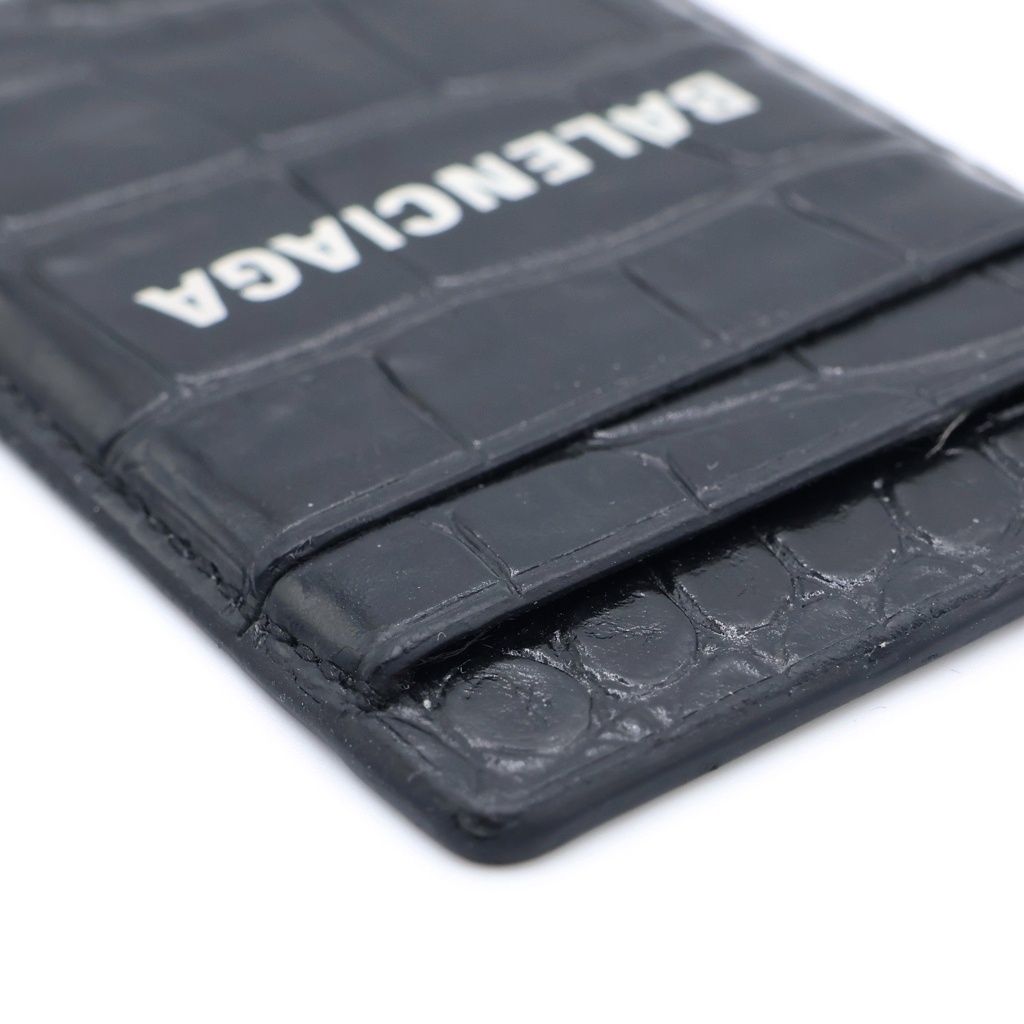 Balenciaga Cash Croco Emboss Magnetic Card Holder Black — view 5