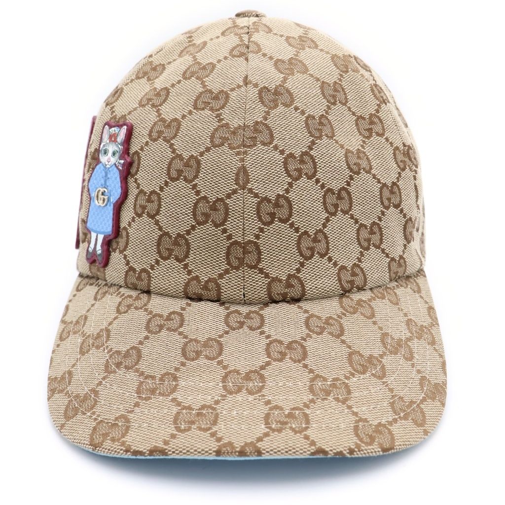 Gucci Yuko Higuchi GG Canvas Baseball Cap Hat Beige Blue — view 4