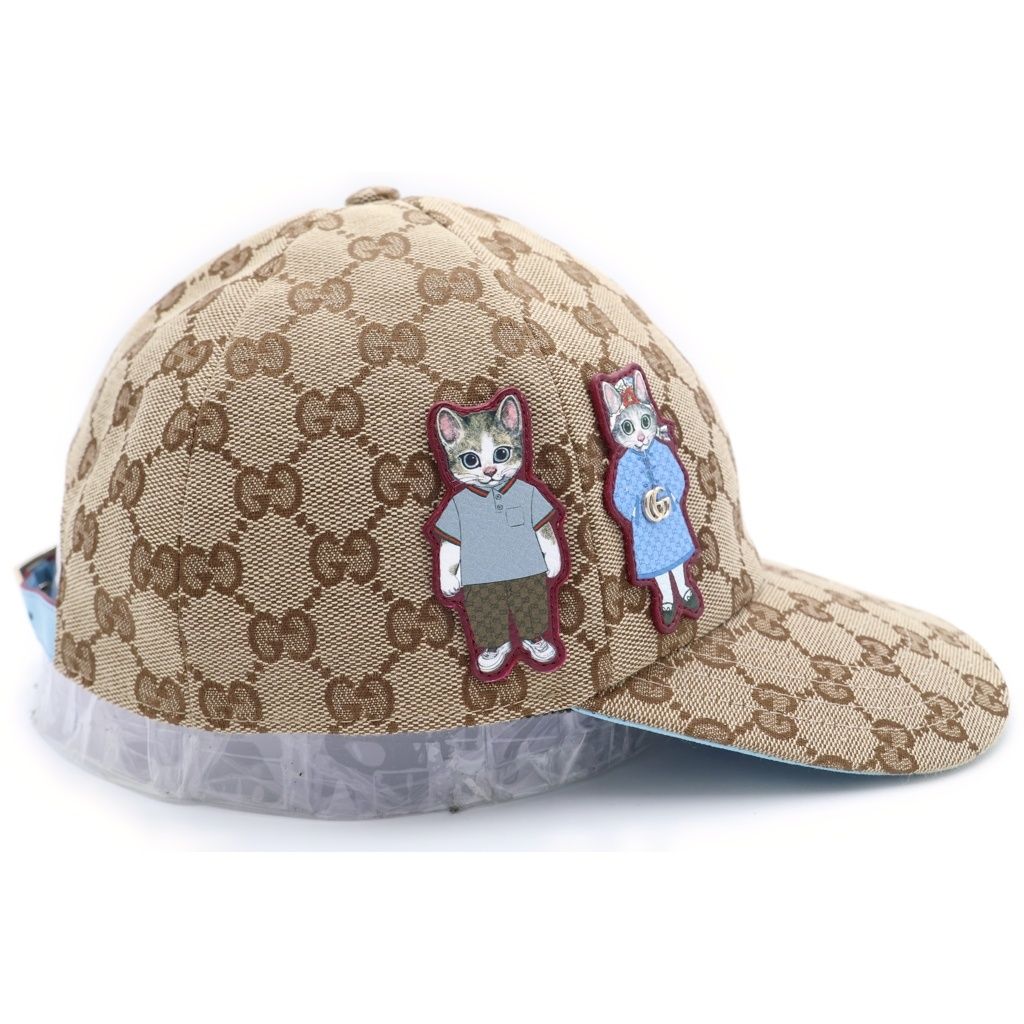 Gucci Yuko Higuchi GG Canvas Baseball Cap Hat Beige Blue — view 3