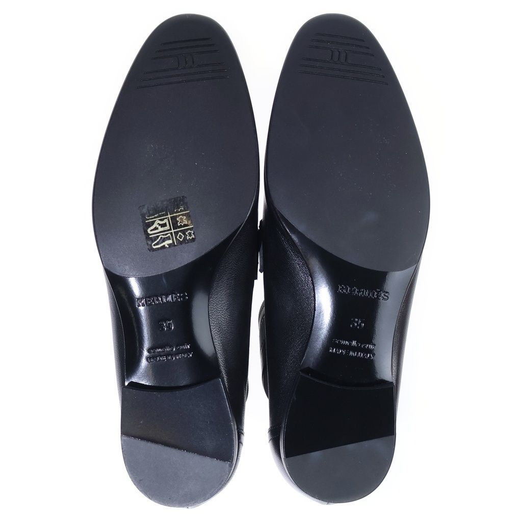 Hermes Moccasins Paris Constance Logo Leather Low Cut Shoes Loafers Black — view 5