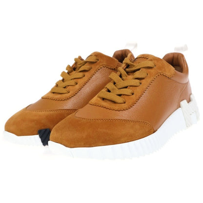 Hermes Bouncing Logo Suede Combination Leather Sneakers Brown — view 2