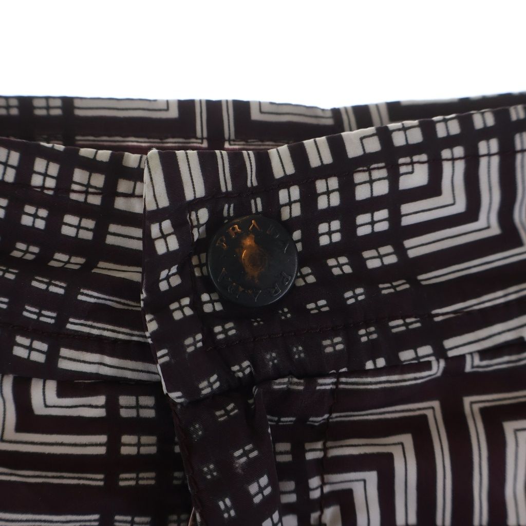 Prada Compact Shorts All Over Pattern Bordeaux White — view 6