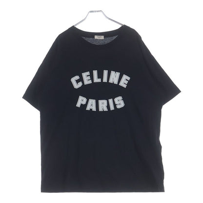 Celine Front Arch Logo Short Sleeve Crew Neck T-Shirt Black