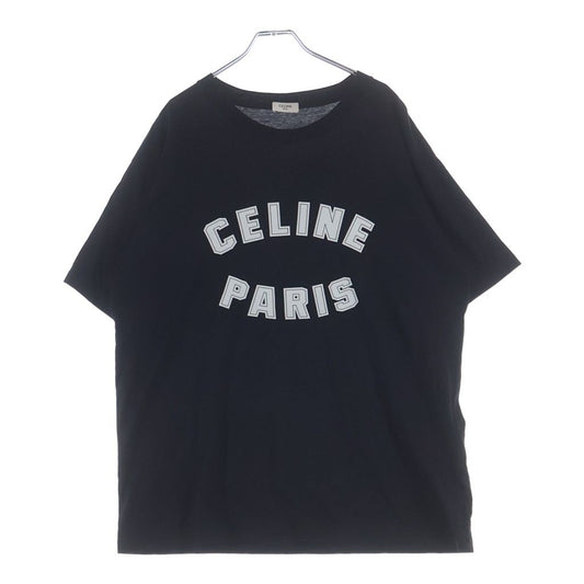 Celine Front Arch Logo Short Sleeve Crew Neck T-Shirt Black