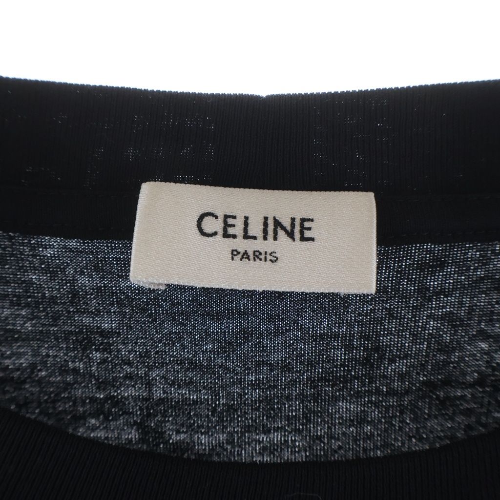 Celine Front Arch Logo Short Sleeve Crew Neck T-Shirt Black — view 7