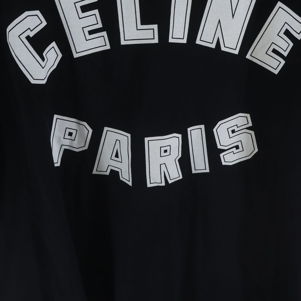 Celine Front Arch Logo Short Sleeve Crew Neck T-Shirt Black — view 6