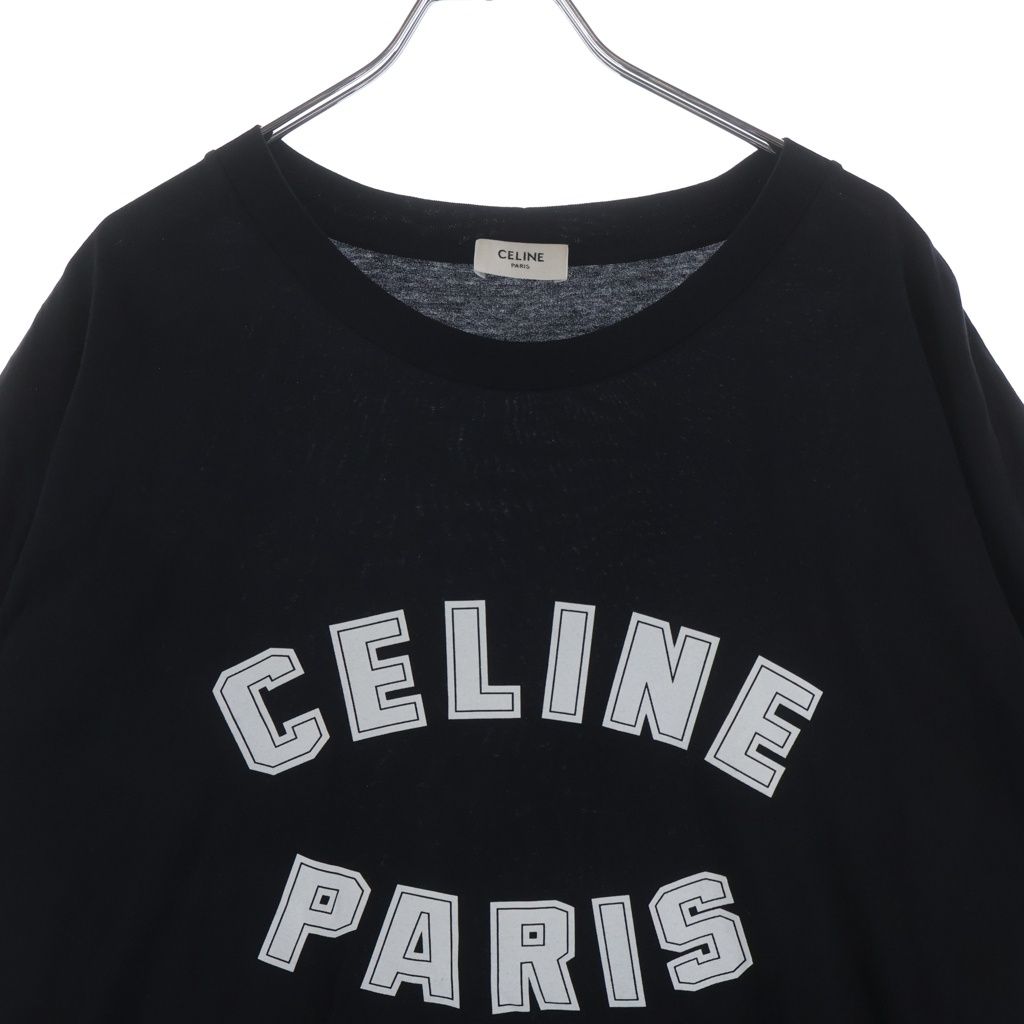 Celine Front Arch Logo Short Sleeve Crew Neck T-Shirt Black — view 3