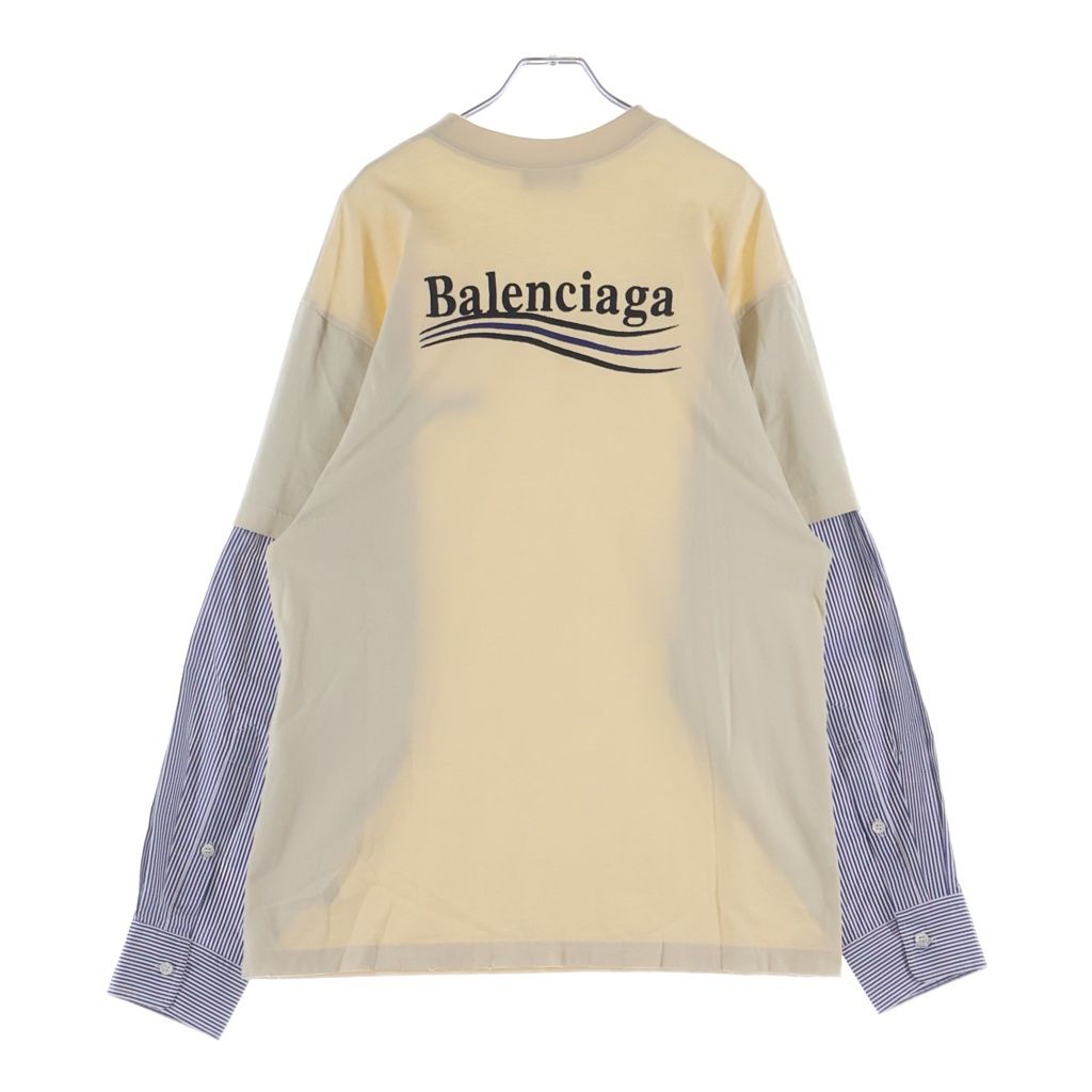 Balenciaga Logo Embroidered Crew Neck Cles Eared Long Sleeve Top T-Shirt White